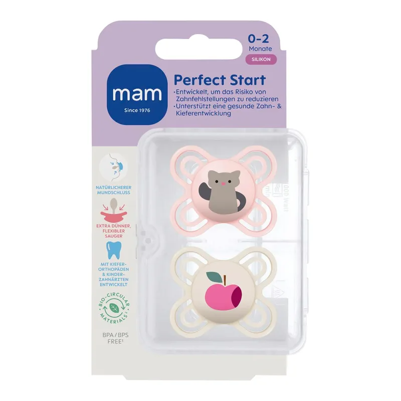 Mam 2er-Pack Schnuller Perfect Start Silikon, 0-2M de MAM en Multicolore, 8,9 × 14,5 × 4,7 mm – photo produit