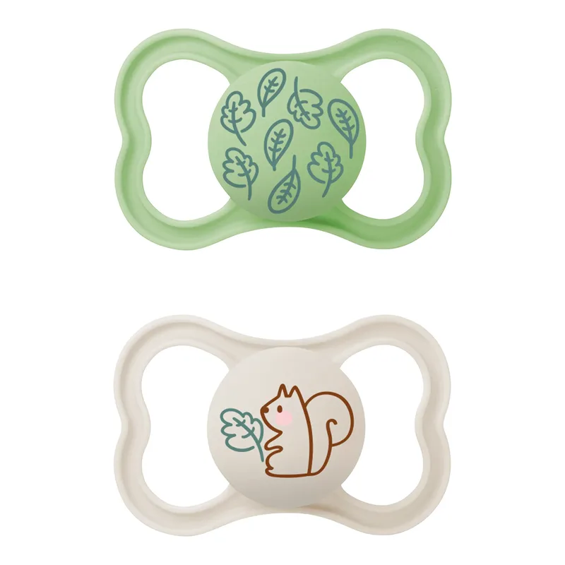 Mam 2er-Pack Schnuller Supreme Silikon, 6-16M de MAM en Naturel, Vert, 4,7 × 8,9 × 14,5 mm – photo produit