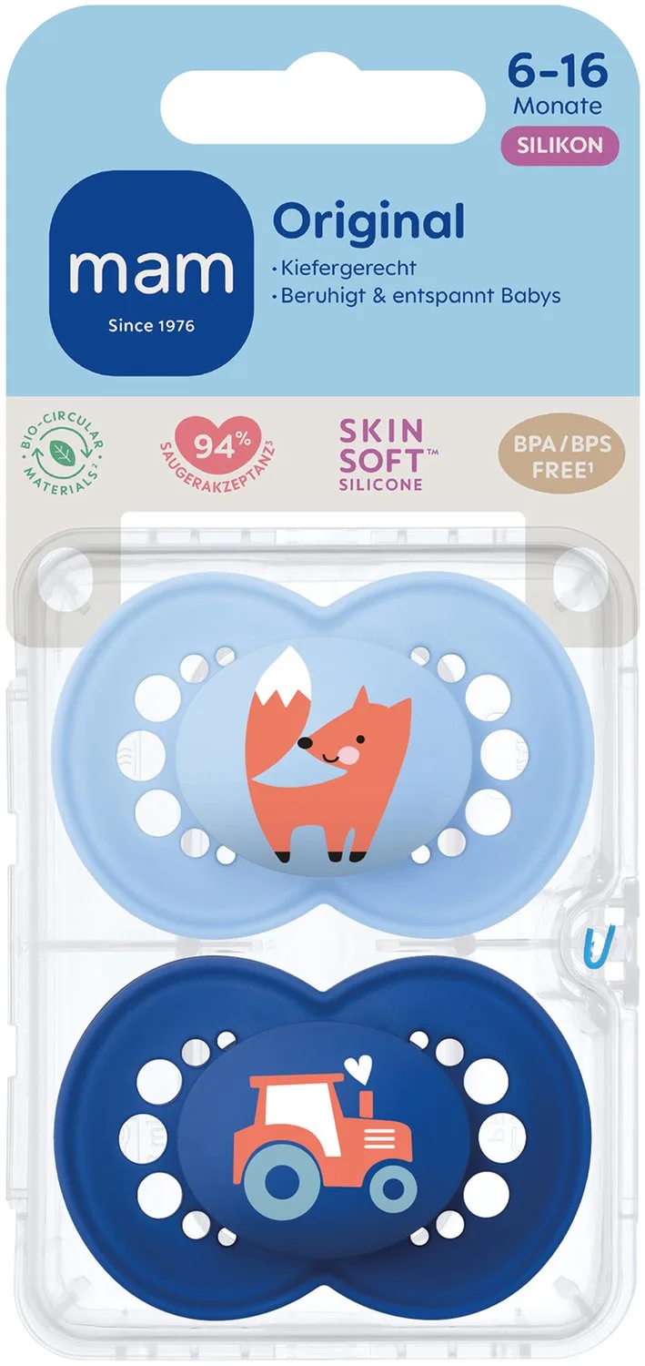 Original fopspeen, 6-16 mnd, Blue van MAM in Blauw – productfoto
