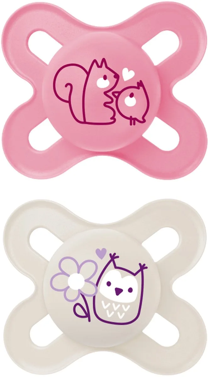Start Silikon Speen - Siliconen - 0-2 Maanden - Extra Dun - 2 stuks de MAM en Rose – photo produit
