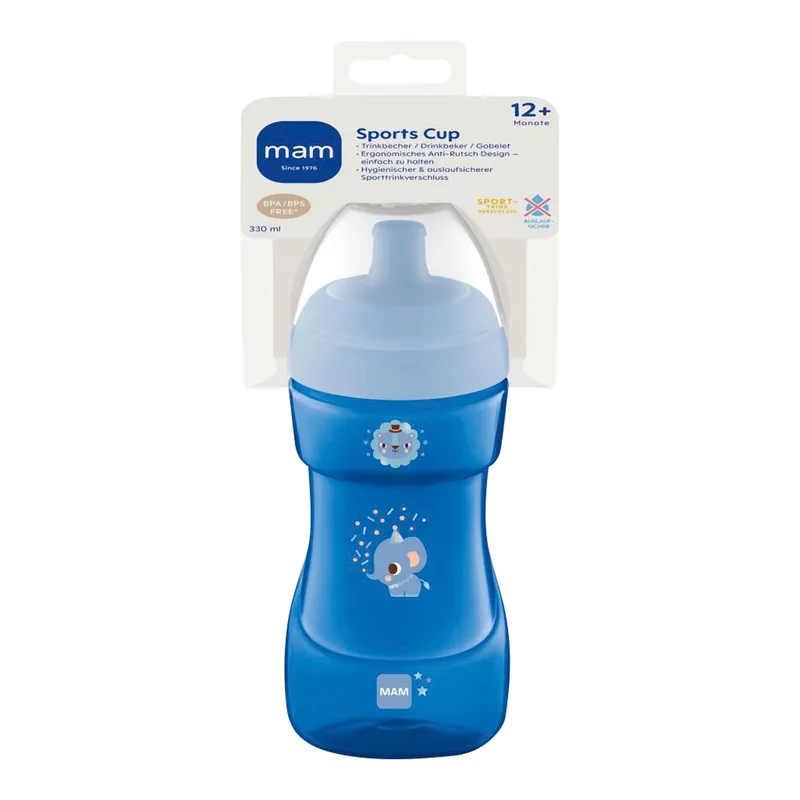 Trinkflasche Sports Cup, 330ml, ab 12M de MAM en Bleu, 8,5 × 9,5 × 25 mm – photo produit