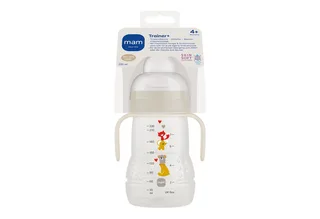 Trinklernbecher Trainer+ Cup 220ml 4m+ Baby Trinklernflasche mit Griffen, Silikonsauger, Mit 2 verschiedenen Trinkaufsätzen für zweistufiges Lernen by MAM in Beige – product photo 1 of 3