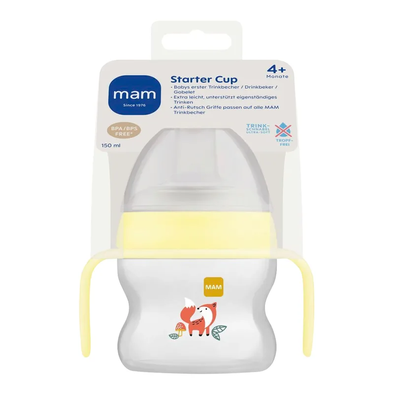 Trinklernflasche mit Griffen Starter Cup, 150ml, ab 4M by MAM in 7,6 × 10,4 × 18 mm – product photo