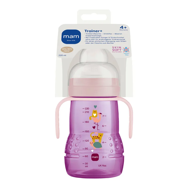 Trainer + Beker 220ml Meisje 1 Stuk van MAM in Paars, 7,5 × 9,5 × 21,5 mm – productfoto
