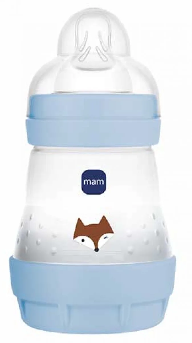 Zuigfles Easy Start 160 ml 0 Maanden en + Langzame Toevoer 1 (Kleur : Blauwe Vos) by MAM in Blauw – product photo