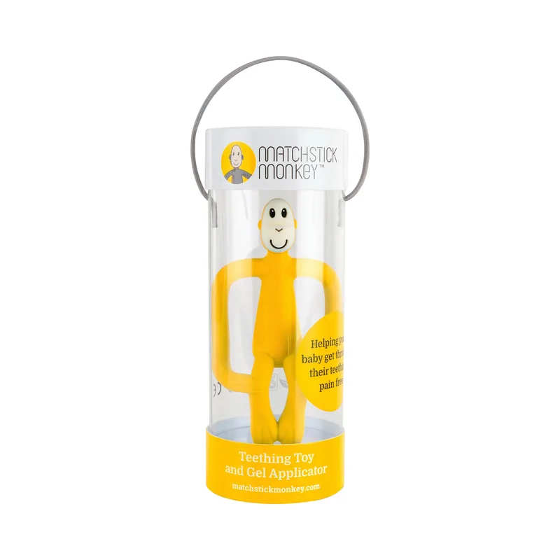 Bijtring Monkey van Matchstick Monkey in Geel, 5 × 7,5 × 10,5 mm – productfoto 2 van 3