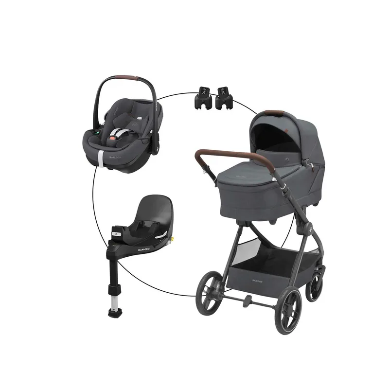 Kombikinderwagen Oxford+ inkl. Babyschale Pebble 360 Pro 2 und Isofix-Basis FamilyFix 360 by Maxi-Cosi in Grey – product photo