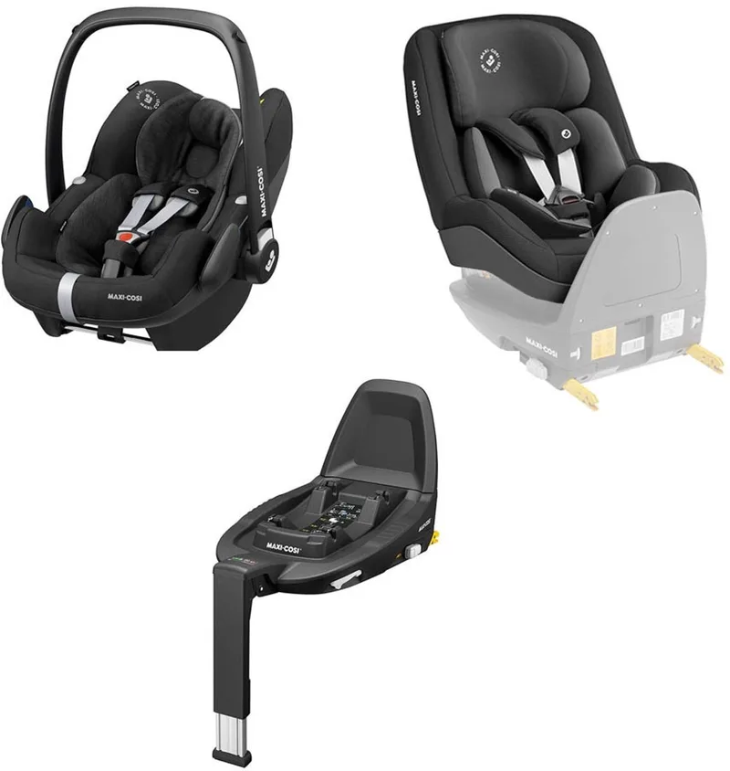 Pebble Pro & Pearl Pro² autostoelen met FamilyFix 3 base bundel - vanaf de geboorte tot 4 jaar van Maxi-Cosi in Black – productfoto