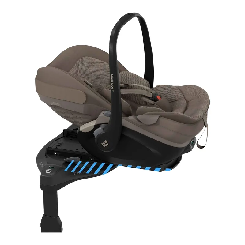Premium Babyschale Pebble Slide Pro inkl. Isofix-Basis Familyfix Slide Pro by Maxi-Cosi in Brown, 58 × 34 × 58 mm – product photo