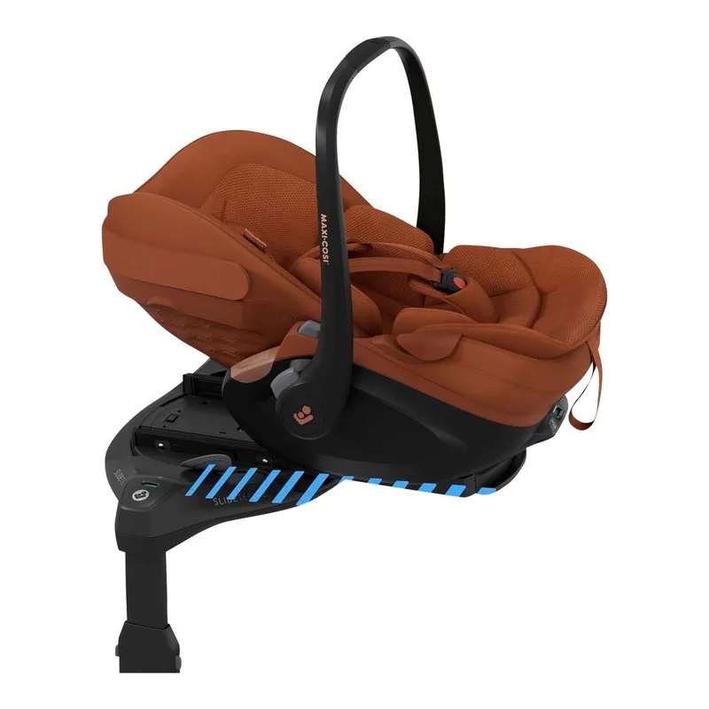 Premium Babyschale Pebble Slide Pro inkl. Isofix-Basis Familyfix Slide Pro fra Maxi-Cosi i Brun, 58 × 34 × 58 mm – produktbillede