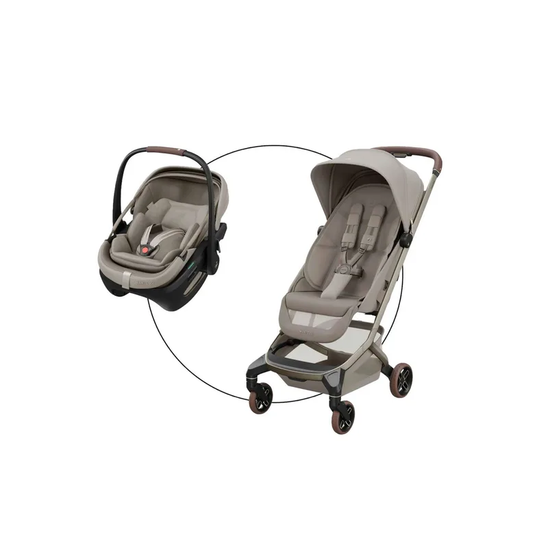 Premium Buggy Fame Cabin inkl. Babyschale Coral Slide Pro by Maxi-Cosi in Beige, 84 × 44,5 × 105 mm – product photo