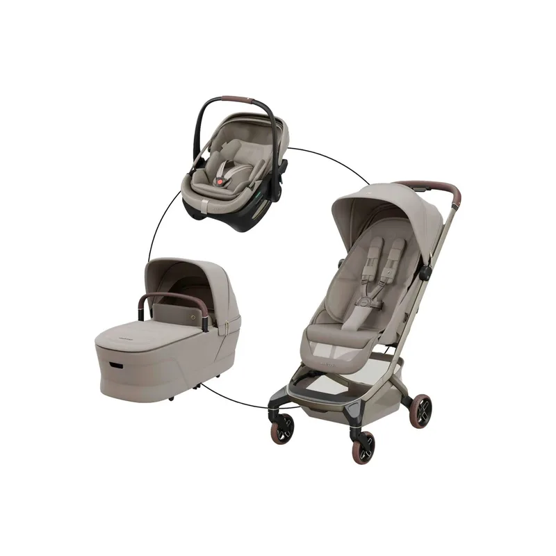 Premium Kombikinderwagen Fame Cabin Trio-Set inkl. Babyschale Coral Slide Pro van Maxi-Cosi in Beige, 84 × 44,5 × 105 mm – productfoto
