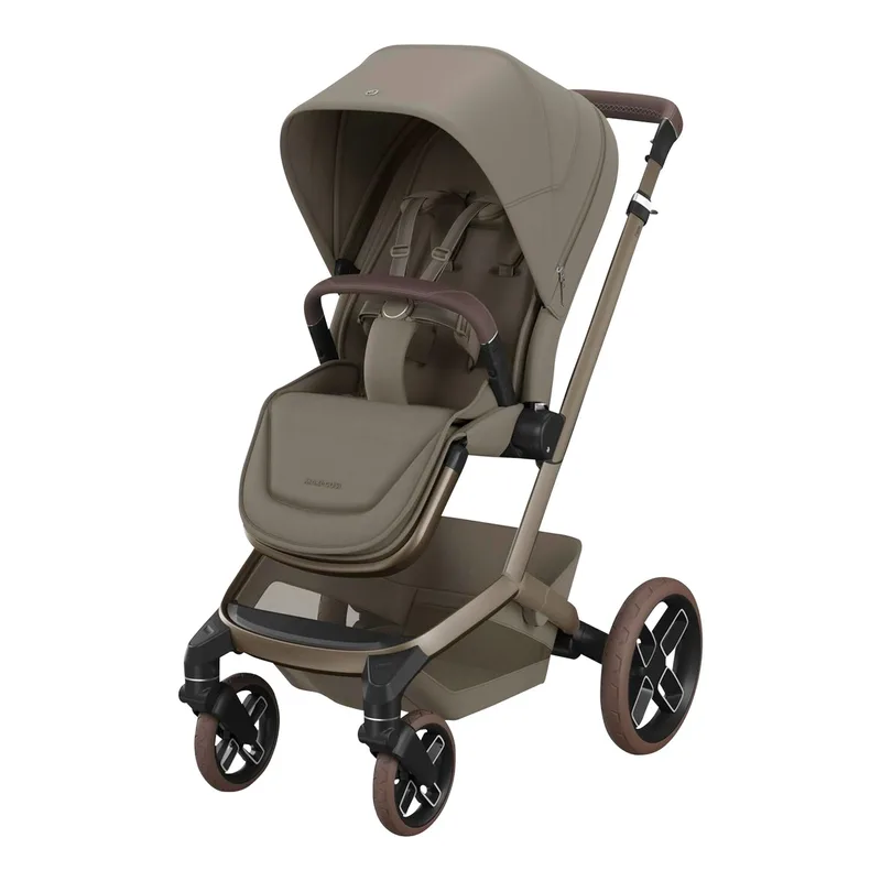 Premium Kombikinderwagen Fame Travel-Set ink. Babyschale Pebble Slide Pro und Isofix-Basis Familyfix Slide Pro by Maxi-Cosi in Brown, 95,5 × 61,5 × 110 mm – product photo