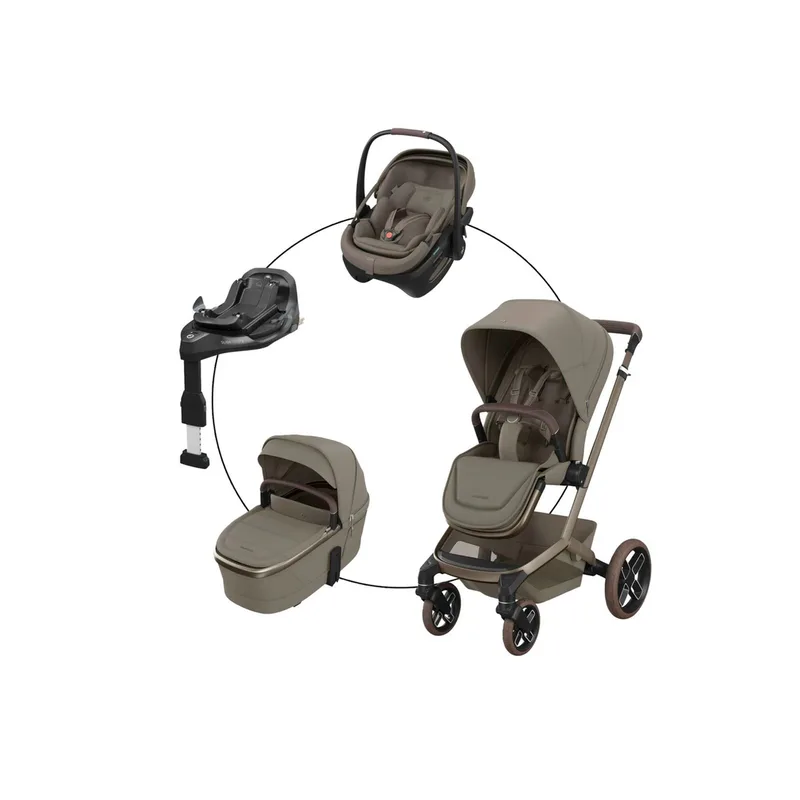 Premium Kombikinderwagen Fame Travel-Set inkl. Babyschale Coral Slide Pro und Isofix-Basis Familiyfix Slide Pro från Maxi-Cosi – produktbild