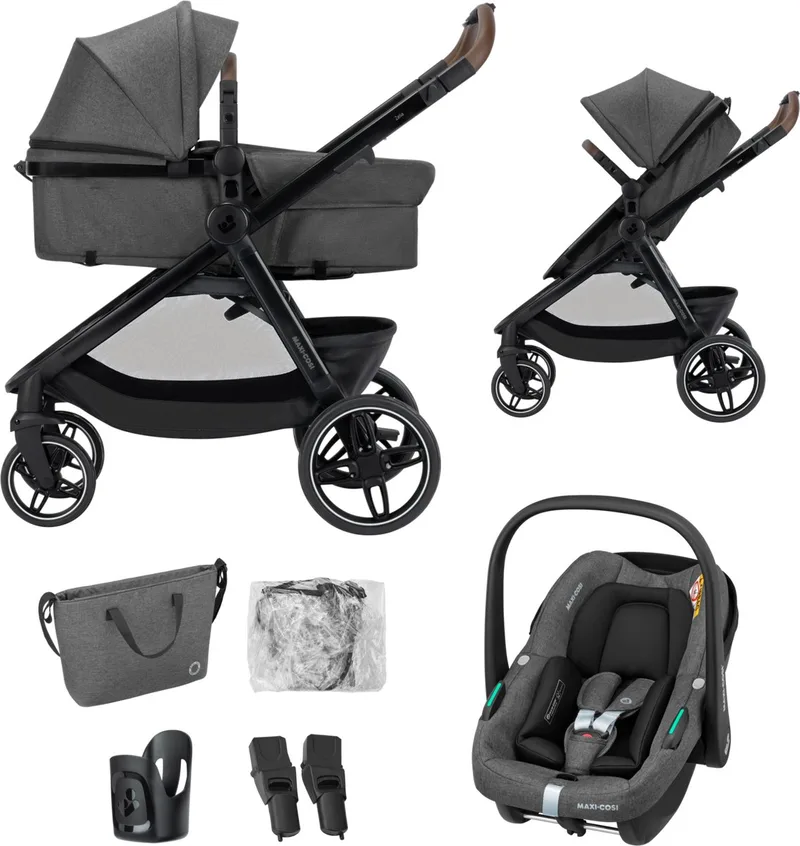 Zelia S Trio2 - Kinderwagen 3-in-1 - Vanaf 0 tot 4 jaar - Inclusief autostoeltje de Maxi-Cosi en Dark Grey – photo produit