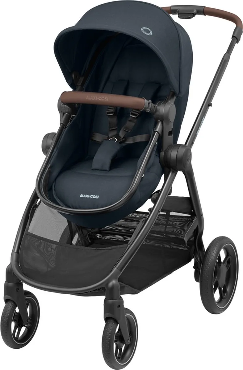 Zelia³ kinderwagen - (zwart frame + bruin leer) by Maxi-Cosi in Essential Graphite – product photo