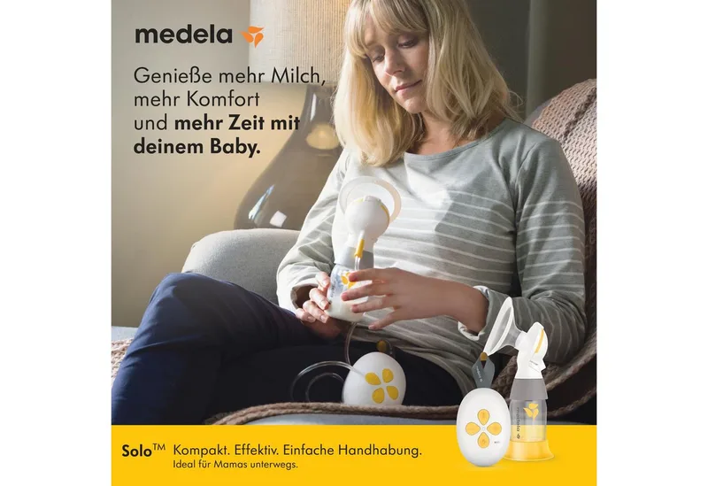 Elektrische Milchpumpe SOLO für einseitiges Abpumpen, PersonalFit Flex™ Brusthaube und integriertem Akku by Medela in Yellow, White – product photo 2 of 5