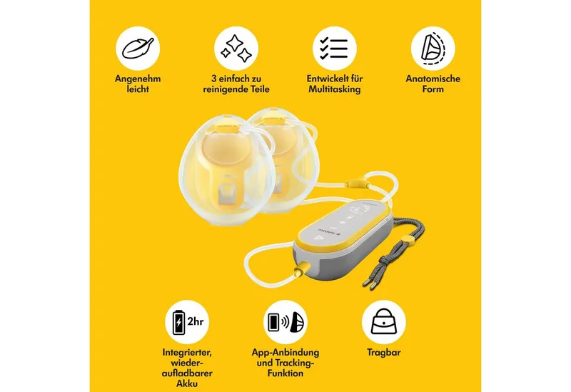Freestyle Hands-Free borstkolf – Dubbele elektrische borstkolf – Handsfree - Draagbaar by Medela in Grey, Transparent, Yellow – product photo 3 of 5