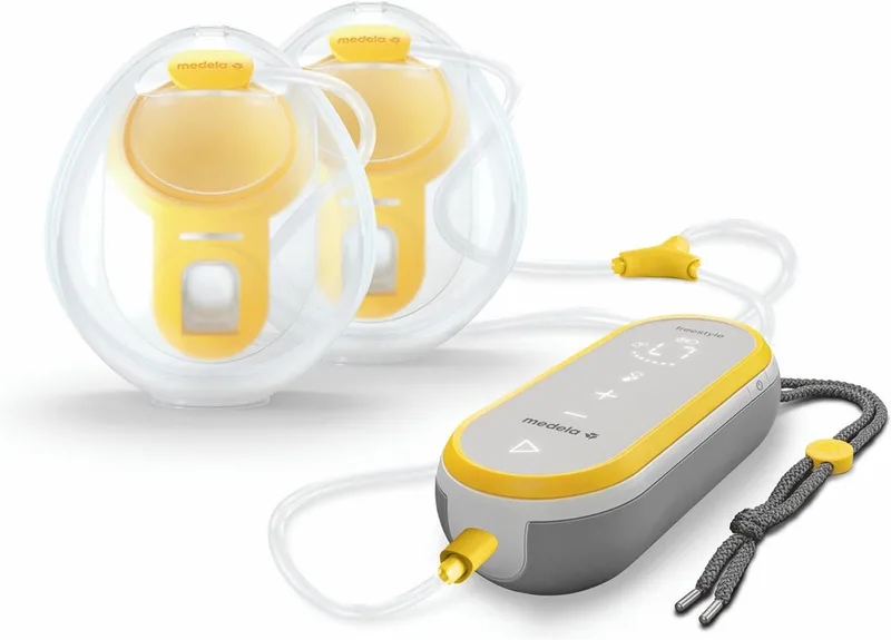 Freestyle Hands-Free borstkolf – Dubbele elektrische borstkolf – Handsfree - Draagbaar de Medela en Grijs / Transparant / Geel – photo produit