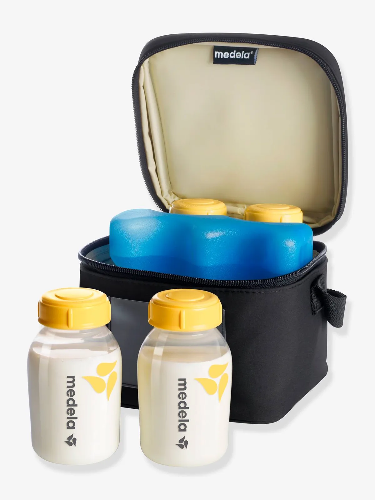 Koeltas - Compartiment en koelpakket + 4 MEDELA zuigflessen zwart de Medela – photo produit