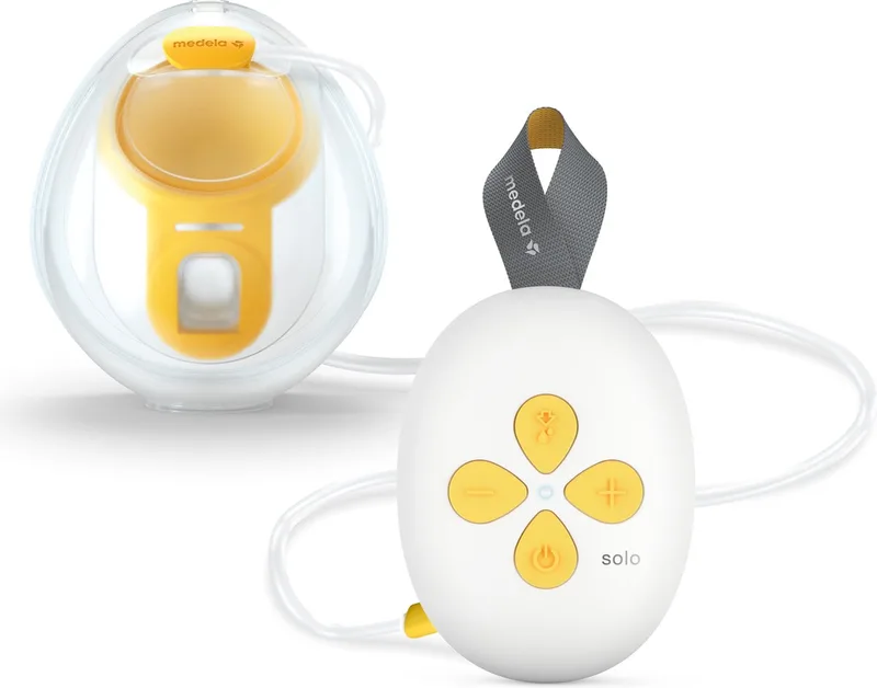 Solo Hands-Free borstkolf – Enkele Elektrische Handsfree Borstkolf – Draagbaar – Met oplaadbare accu fra Medela i Transparant, wit, geel – produktbillede