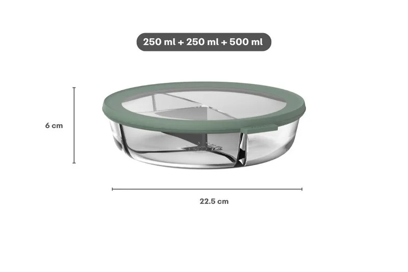 Aufbewahrungsbox Mepal Cirqula 250+250+500 ml Glas Bento Schüssel - Nordic sage by Mepal – product photo 3 of 5