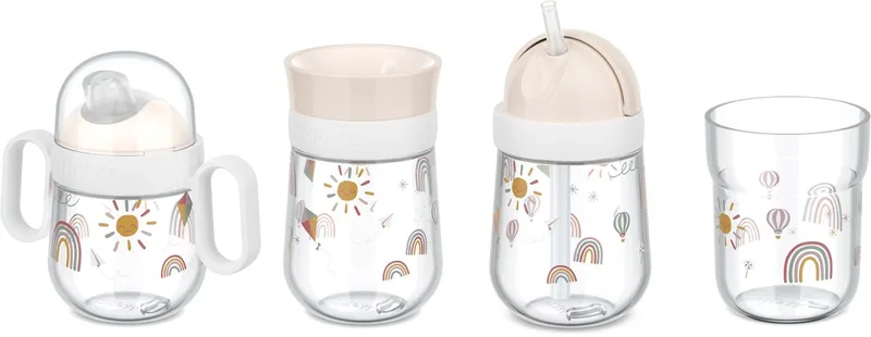 Beker set Mio - 4 verschillende bekers varieren van 200 ml tot 300 ml - Sunshine & Rainbow van Mepal in Sunshine & Rainbow – productfoto