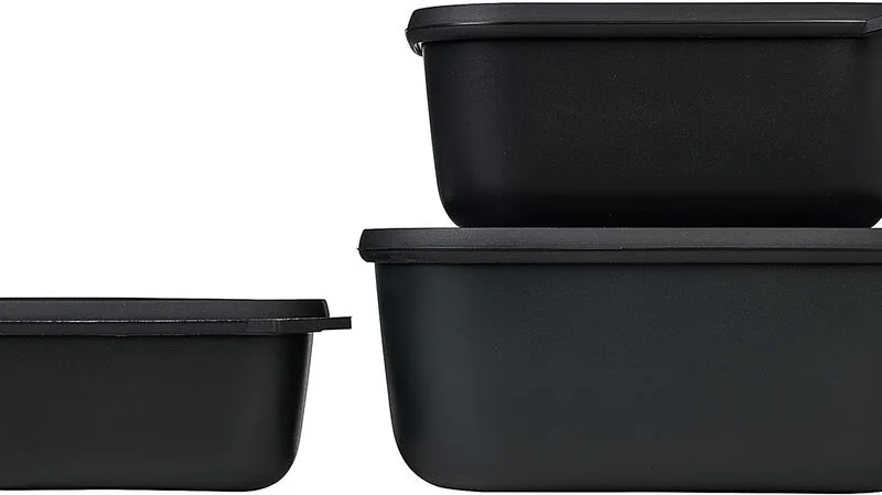 Cirqula Rechthoekige Multi Kom Set - 750 mL, 1500 mL, 3000 mL, Noordelijk Zwart van Mepal – productfoto
