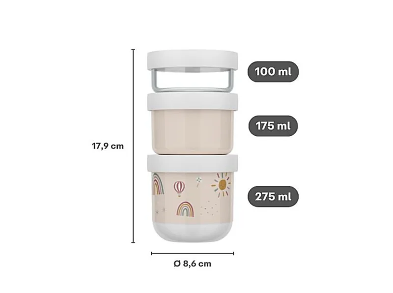 Kinderbesteck Mepal Mio 550 ml Snackbox stapelbar 3-teilig von Mepal in Fairy Garden – Produktfoto 2 von 3