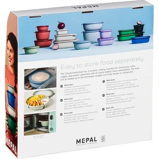 Lunchbox Bento-Schüssel rund Cirqula mit 3 Fächern für Meal-Prep, Polypropylen (PP), Thermoplastische Elastomere (TPE), Frischhaltedose luftdicht, Mahlzeiten getrennt aufbewahren van Mepal in Groen – productfoto 4 van 4