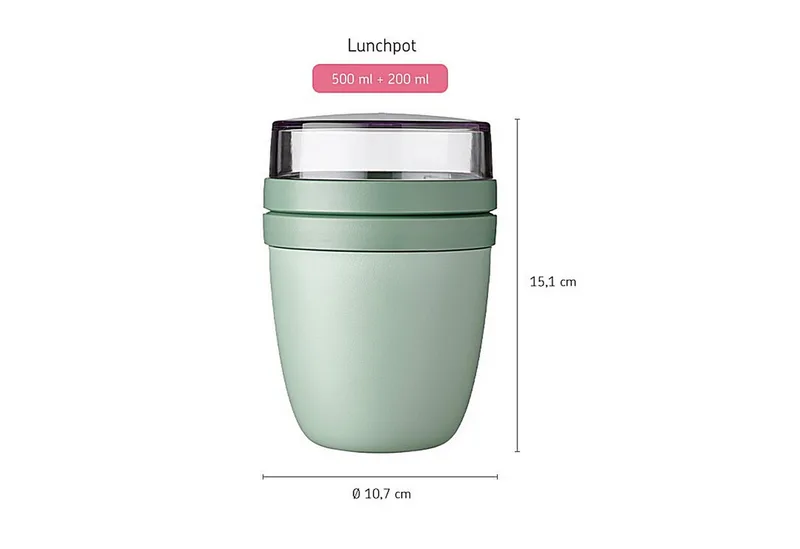Lunchbox Lunchpot Ellipse Mixed, Nordic Sage + Vivid Lilac, 500 + 200 ml, Polypropylen (PP), PCTG, To go Becher, geeignet für Tiefkühler, Mikrowelle und Spülmaschine de Mepal en Vert, Violet – photo produit 3 sur 5