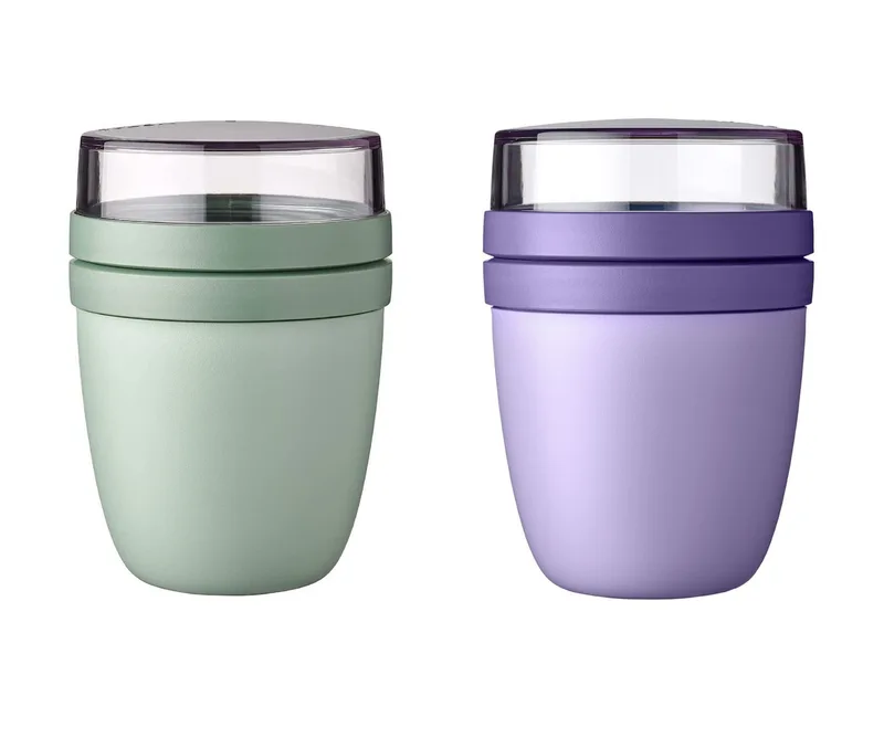 Lunchbox Lunchpot Ellipse Mixed, Nordic Sage + Vivid Lilac, 500 + 200 ml, Polypropylen (PP), PCTG, To go Becher, geeignet für Tiefkühler, Mikrowelle und Spülmaschine de Mepal en Vert, Violet – photo produit 1 sur 5