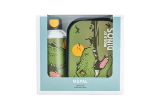 Lunchbox Pausenset Campus Dino mit Trinkflasche und Brotdose, 2-teilig, Ideal für Schule, Freizeit, spülmaschinenfest, ABS, mit Bento-Einsatz de Mepal – photo produit 2 sur 2