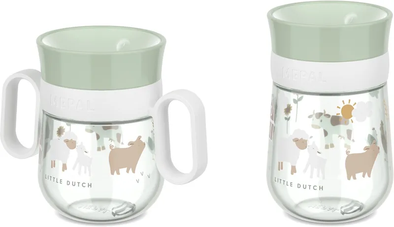 Mepal 360° drinkbeker 200 ml & 300 ml Mio - 2 bekers om te leren drinken van Mepal in Little Farm – productfoto