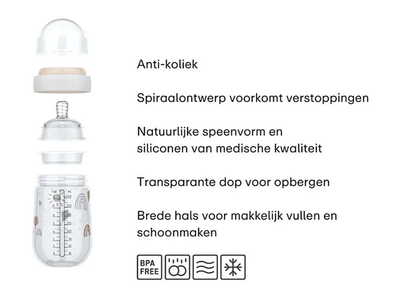 Mio Babyfles Little Dutch - 165 ml - Anti-koliek - Spiraalontwerp voorkomt verstopping - Siliconen van medische kwaliteit fra Mepal i Little Goose – produktbillede 3 af 4