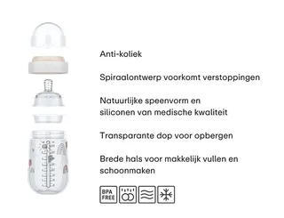 Mio Babyfles Little Dutch - 240 ml - Anti-koliek - Spiraalontwerp voorkomt verstopping - Siliconen van medische kwaliteit fra Mepal i Little Goose – produktbillede 3 af 4