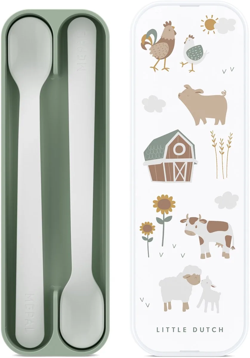 Mio Babylepel Little Dutch - Set van 2 - Lange steel - Kinderservies van Mepal in Little Farm – productfoto