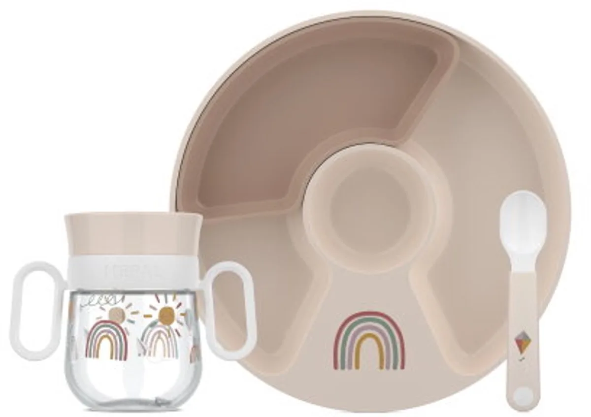 Mio Babyservies set - 3-delig - Kraamcadeau - Kinderservies - Sunshine & Rainbow van Mepal in Sunshine & Rainbow – productfoto
