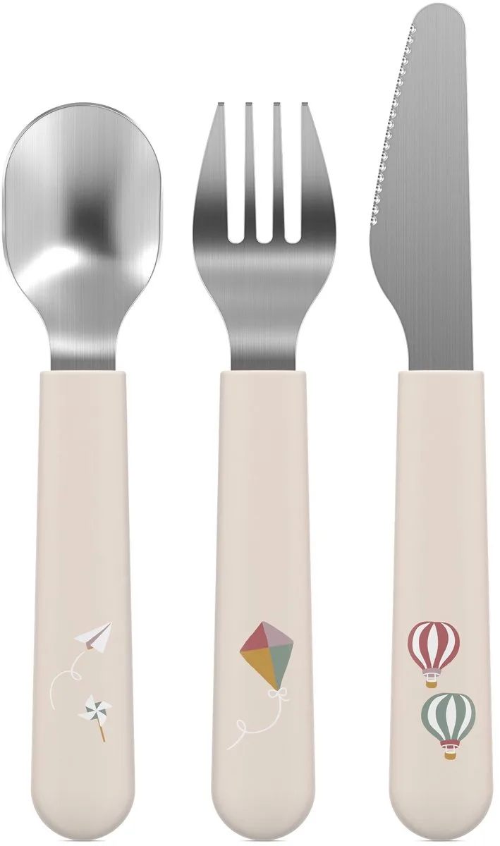 Mio Kinderbestek - 3-delig. vork. mes en lepel - Roestvrij staal - Kinderservies - Sunshine & Rainbow från Mepal i Sunshine & Rainbow – produktbild