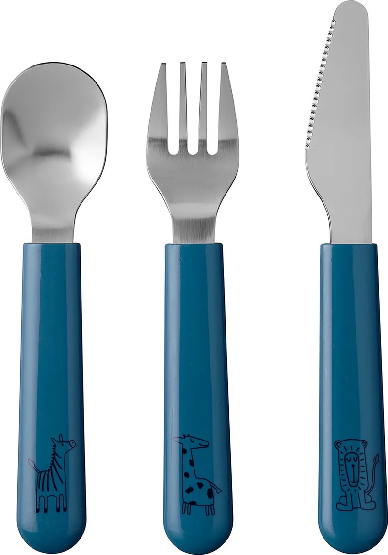 Mio kinderbestek – 3-delig, vork, mes en lepel – Roestvrij staal – Kinderservies – Deep blue van Mepal in Blauw – productfoto