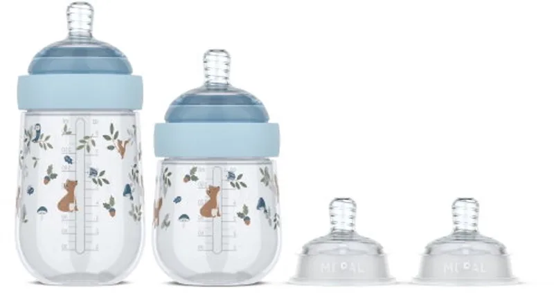 Mio Starterset babyflessen 3-delig Little Dutch - Anti-koliek - Spiraalontwerp voorkomt verstopping - Siliconen van medische kwaliteit by Mepal in Forest Friends – product photo