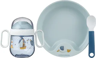 Trinklernbecher Baby 3er Geschirrset mit Trinkbecher, Teller & Löffel, Polypropylene, Edelstahl, Spülmaschinengeeignet, BPA frei, auslaufsicher, 3er Set, Sailors Bay by Mepal – product photo 1 of 5