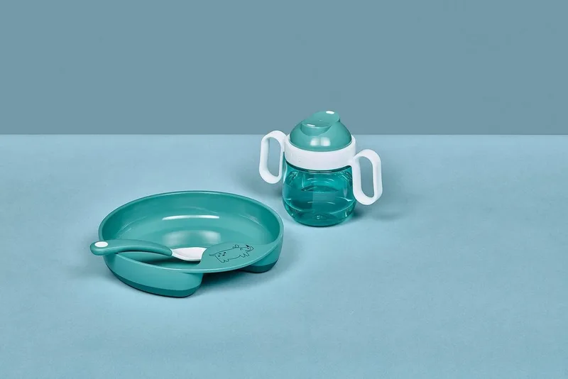 Trinklernbecher Baby 3er Geschirrset mit Trinkbecher, Teller & Löffel, Polypropylene, Edelstahl, Spülmaschinengeeignet, BPA frei, auslaufsicher, 3er Set, Sailors Bay by Mepal – product photo 4 of 5
