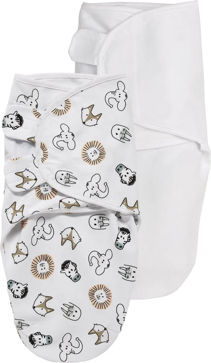Animal/Uni swaddlemeyco inbakerdoek - 2-pack - multicolour - 0-3 maanden - 1.0 TOG by Meyco in Animal Multicolor – product photo