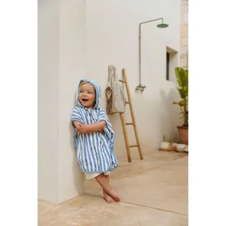 Baby Fat Stripe Badponcho van Meyco in Blauw – productfoto 1 van 3