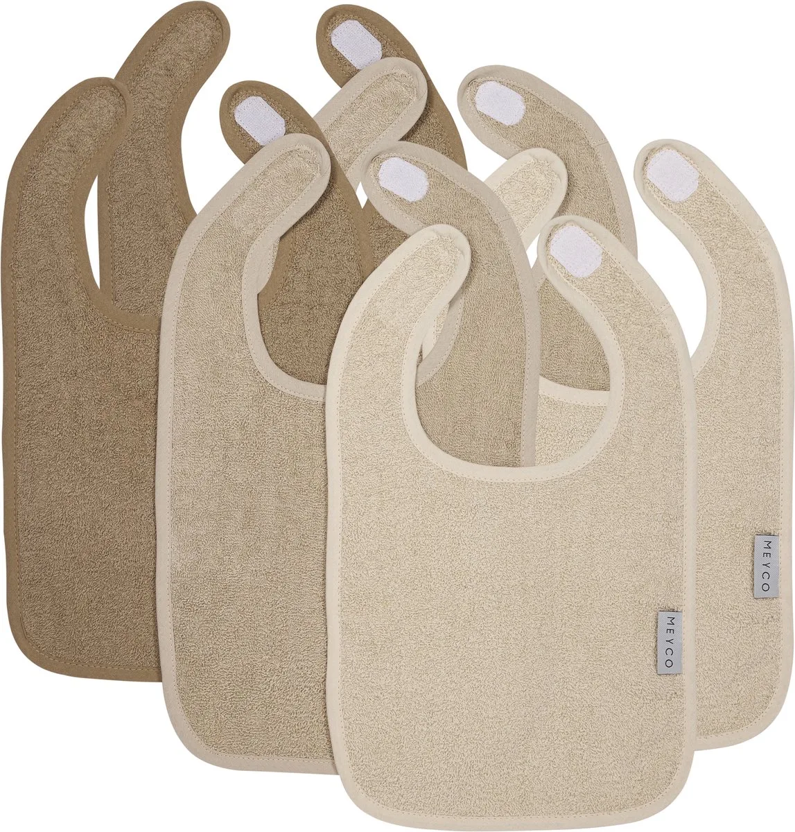 Badstof Slab Met Klittenband - 6 Stuks - 26 x 31 cm - Soft Sand / Sand / Taupe de Meyco en Beige – photo produit
