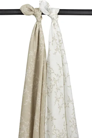 Branches swaddle - 2-pack - hydrofiel - 120x120cm van Meyco in Sand – productfoto 1 van 3