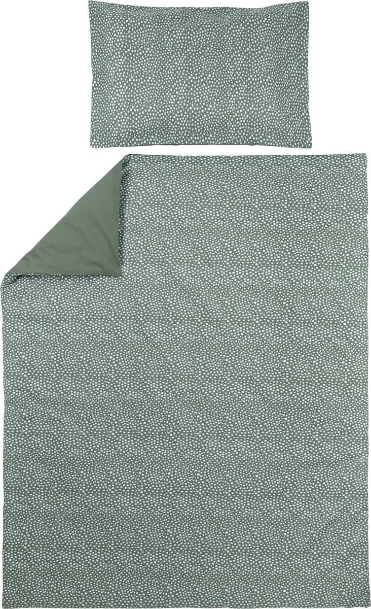 Cheetah/Uni dekbedovertrek ledikant - 100x135cm van Meyco in Forest Green – productfoto
