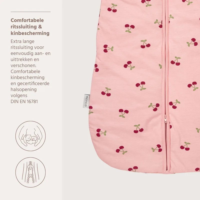 Cherry Baby Slaapzak Met Afritsbare Mouwen - 70cm - 2.5 TOG by Meyco in Soft Rose – product photo 4 of 4
