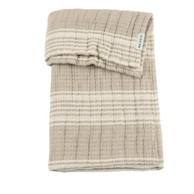 Deken Babybedje Jacquard Hydrofiel Stripe Sand 100x150cm de Meyco – photo produit
